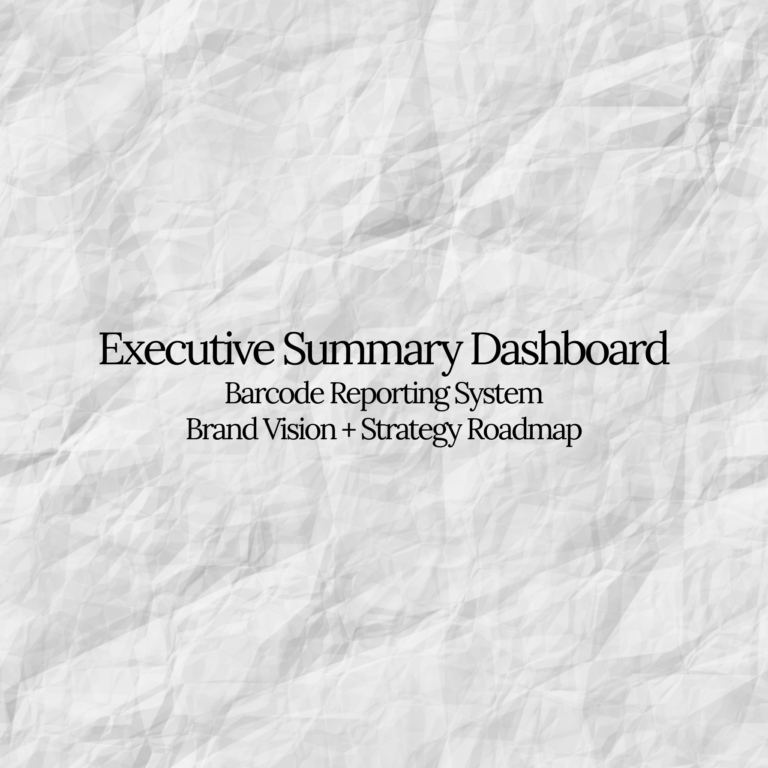 Executive Summary Dashboard for boutique hotels – barcode reporting system with brand vision and strategy roadmap framework